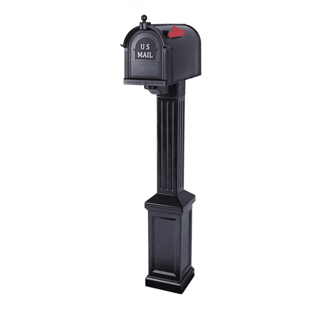 Replacement black mailbox installed on a curbside post in Louisville