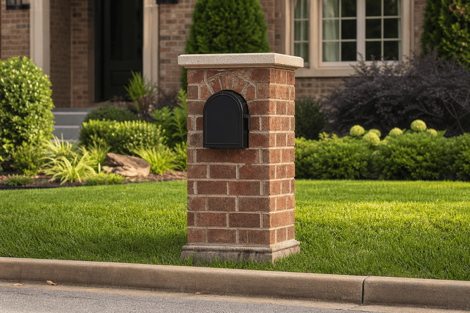 Design prototype — classic red brick column mailbox
