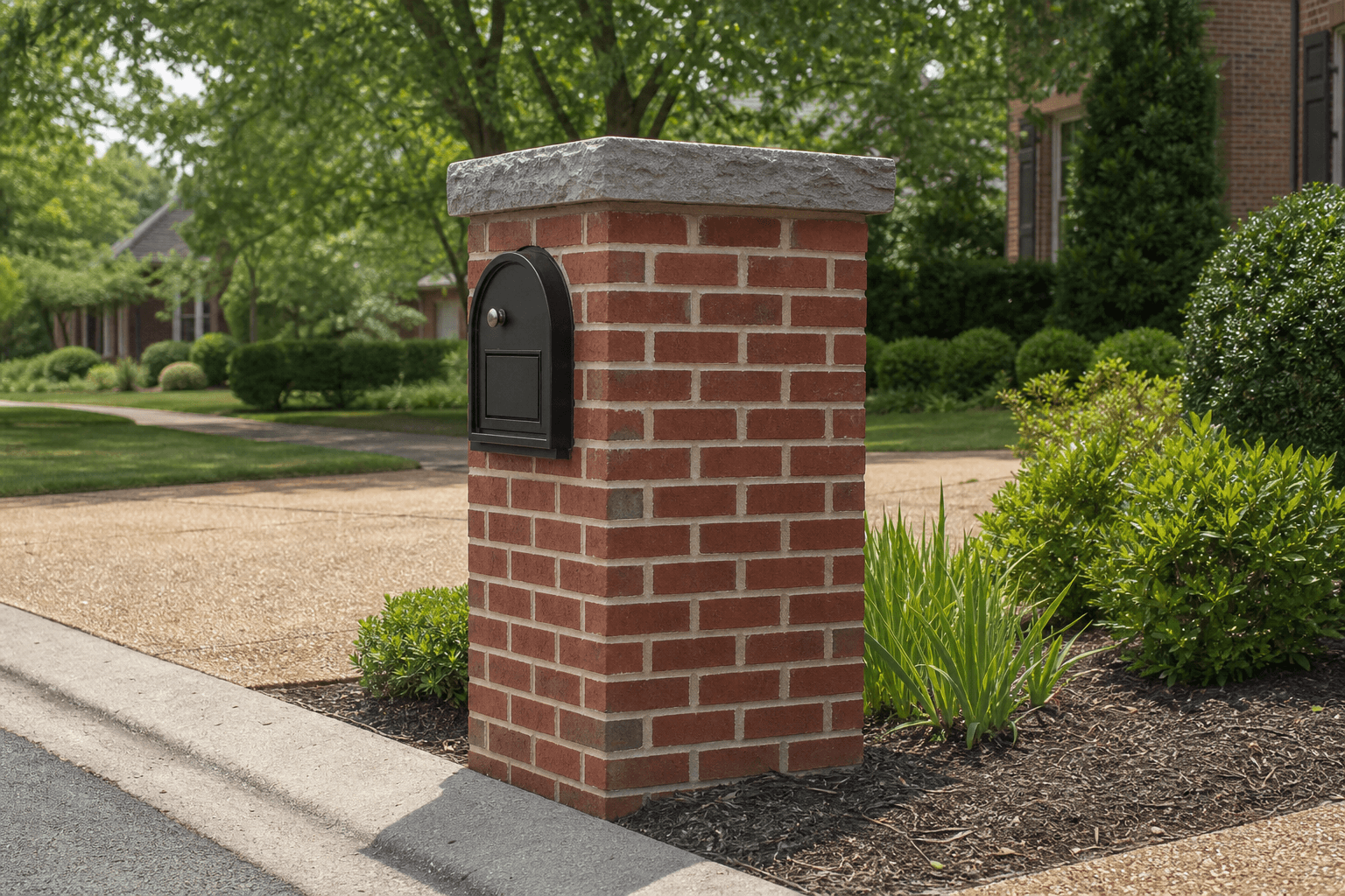 Design prototype — brick mailbox with natural stone cap